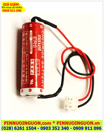 Maxell ER6 (Zắc nối PH2.54-3P); Pin nuôi nguồn PLC Maxell ER6 lithium 3.6v AA 2000mAh _Xuất xứ Nhật (Zắc Nâu)